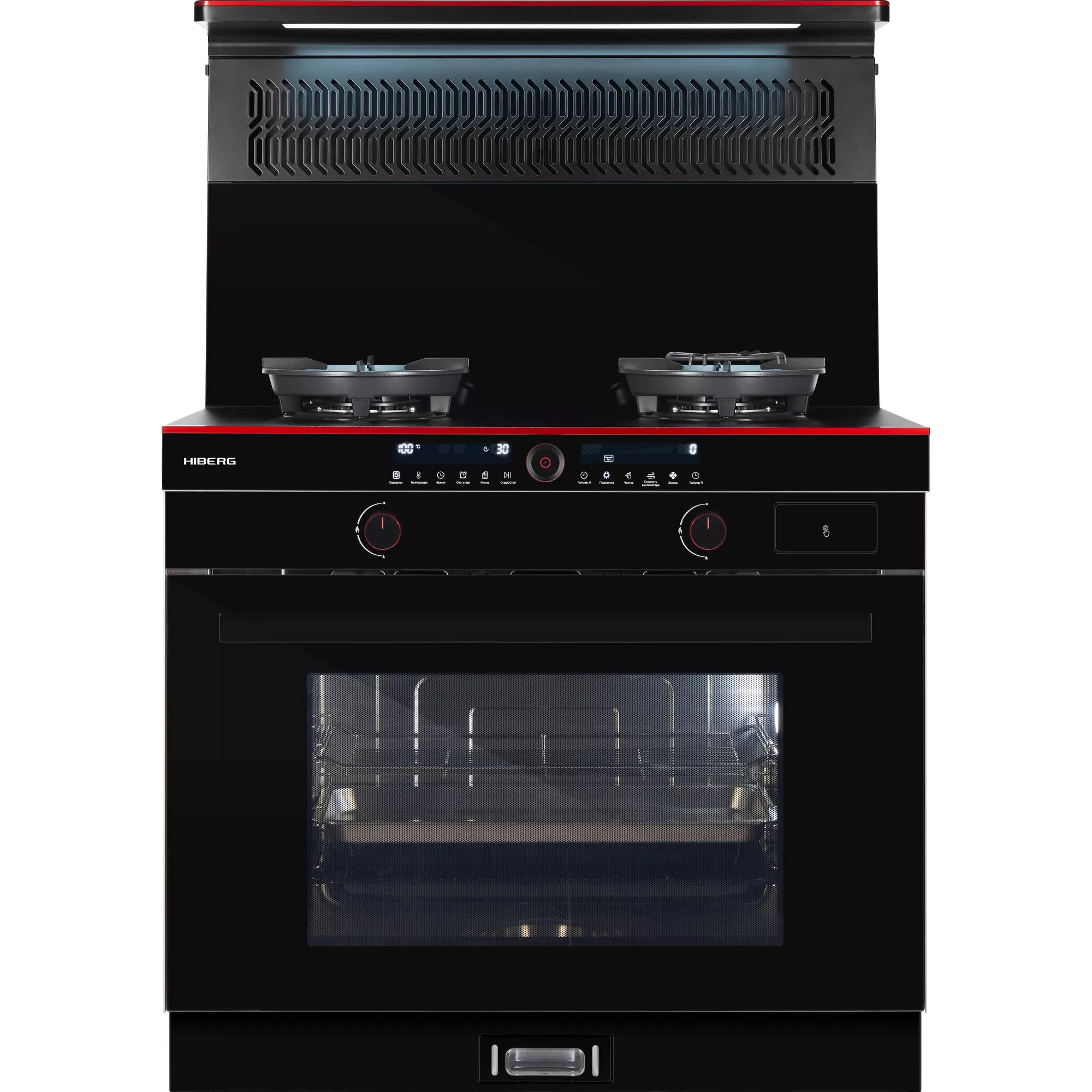 Плита HIBERG S-FEG 92 с вытяжкой i-VM 9120 RU, черный