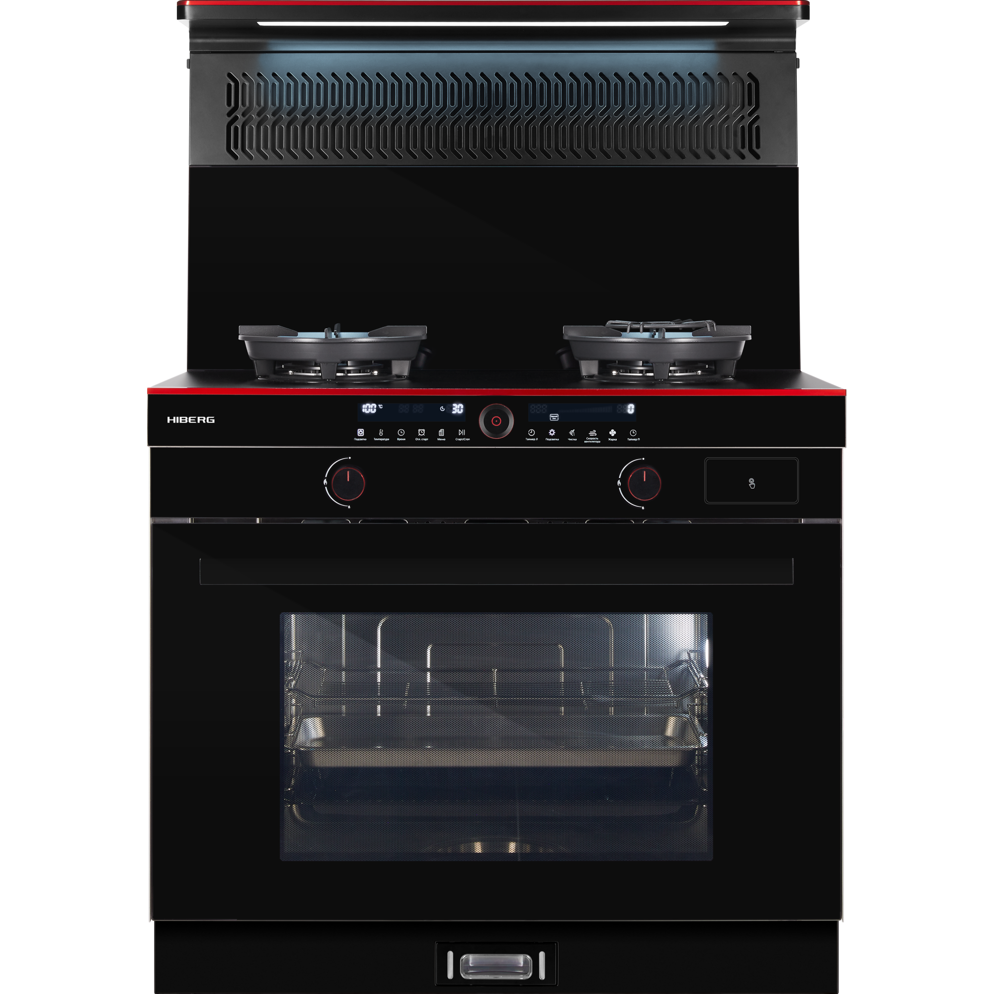 Плита HIBERG S-FEG 92 с вытяжкой i-VM 9120 RU, черный